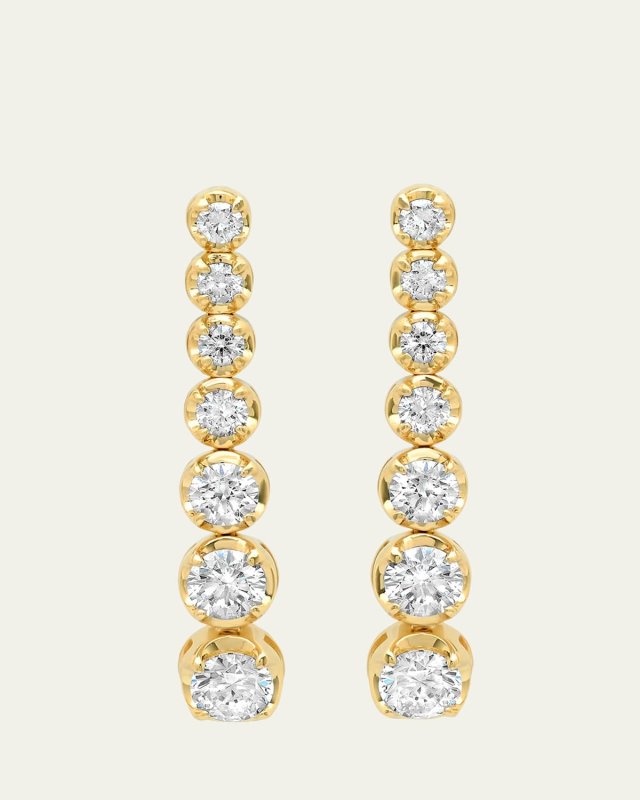 18k Gold 7-Diamond Tennis Stud Earrings